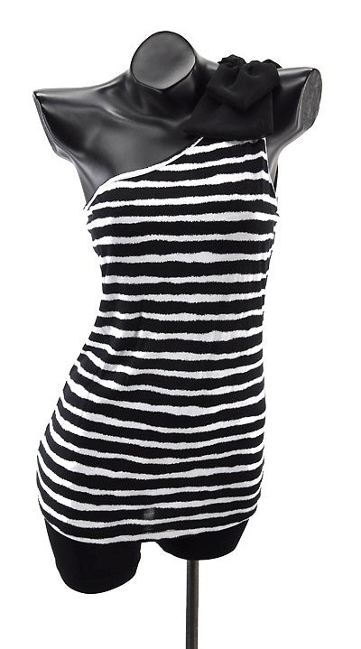 Black & White Stripe One Shoulder Top